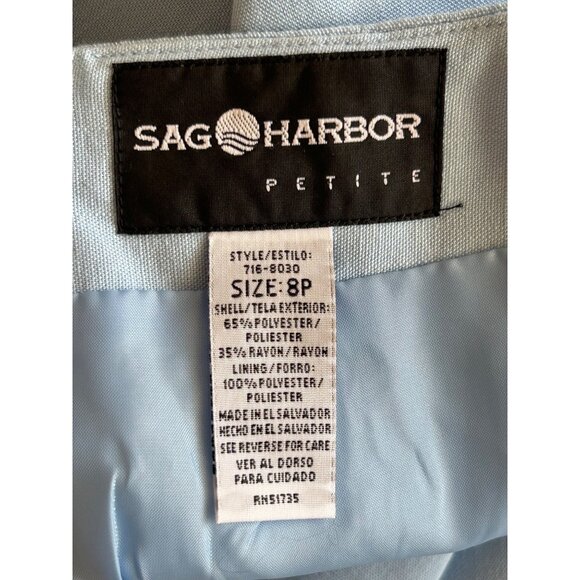 Light Blue Sag Harbor Midi Skirt w/ Front Slit & Back Zip Closure Size 8P Petite - Picture 5 of 5